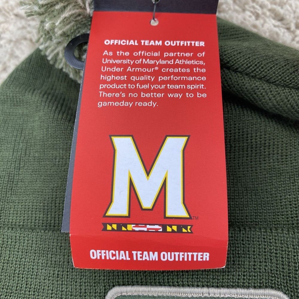 Maryland Terrapins Beanie Under Armour Freedom Flag Green Cuffed Pom Knit Hat - Picture 3 of 4